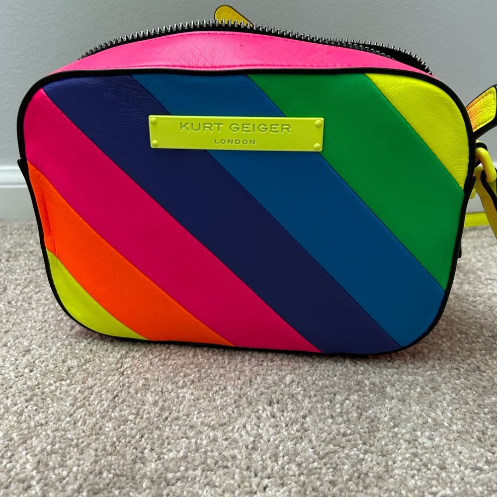 Kurt Geiger Kensington Leather neon Rainbow Camera Bag